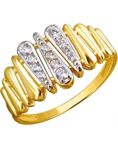 Кольцо с 12 фианитами из жёлтого золота Эстет