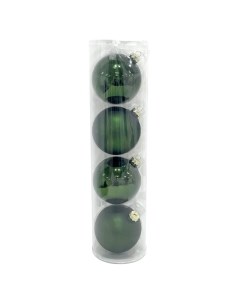 Набор шаров 100мм 4шт стекло зеленый Maxijoy