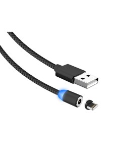 Кабель USB2 0 Lightning 8 pin нейлон поддержка QUICK CHARGE 2A магнитный 1м черный JA DC46 1m Black Jet.a