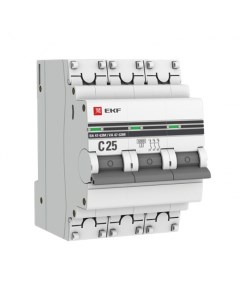 Автоматический выключатель PROxima ВА 47 63M 3Р 25А тип C 6 кА 400 В на DIN рейку mcb4763m 6 3 25C p Ekf