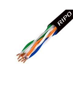 Интернет кабель уличный витая пара FTP CAT5e 4х2х0 46 мм экранированный с тросом черный 25 м Ripo