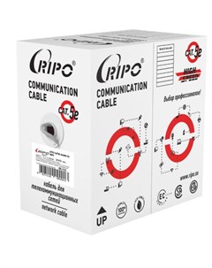 Интернет кабель витая пара UTP CAT5e 4х2х0 51 мм PVC Standart серый 50 м Ripo