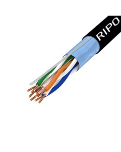 Интернет кабель витая пара FTP CAT5e 4х2х0 51 мм экранированный Standart черный 100 м Ripo