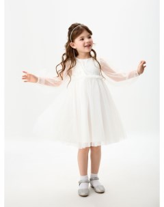 Новогоднее белое платье со стразами для девочек Sela