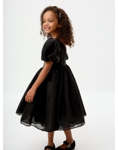 Нарядное черное платье из органзы для девочек Sela