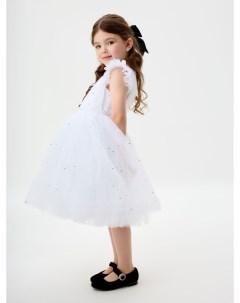 Белое пышное платье с пайетками для девочек Sela