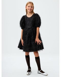 Нарядное черное платье из органзы для девочек Sela