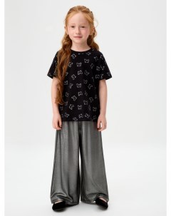 Широкие брюки с эффектом металлик для девочек Sela