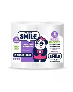 Туалетная бумага 3 слоя 4 рулона Panda smile