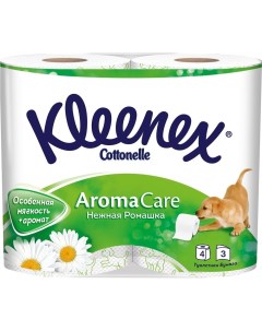 Туалетная бумага Нежная ромашка 3 слоя 4 рулона Kleenex