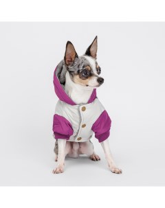 Куртка с капюшоном для собак XS серо фиолетовая Petmax