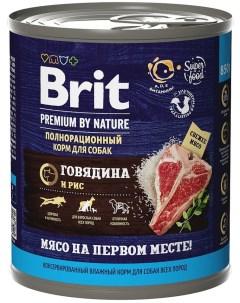 Влажный корм для собак Brit Premium by Nature с говядиной и рисом 850г упаковка 6 шт Елецкий мк