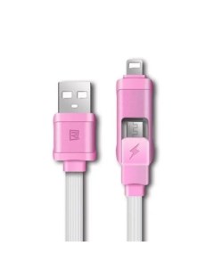 Data кабель USB International RC 27t micro usb lighting белый розовый 100см Remax