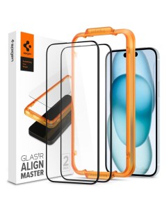 Защитное стекло ALM AGL06906 2 штуки для iPhone 15 Black Spigen