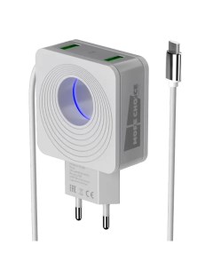 Сетевое зарядное устройство 2USB 2 1A для micro USB NC48m White More choice