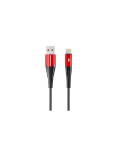 Дата кабель K41Si New Smart USB 2 4A для Lightning 8 pin нейлон 1м Red Black More choice