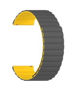 Универсальный силиконовый ремешок для часов 22 mm Acrux серый желтый Lyambda