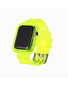 Ремешок для Apple Watch 42 44 mm с чехлом силиконовый прозрачно желтый Promise mobile