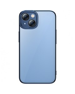 Чехол Glitter PC case Tempered glass для iPhone 14 Plus Синий ARMC021403 Baseus