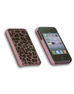 Чехол панель Combi Leopard Case Apple iPhone 4 4S розовый пл кожа Icover
