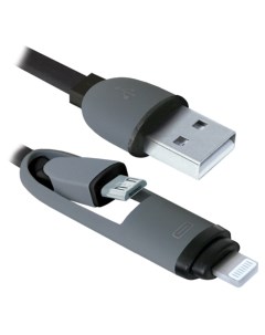 Кабель 2 в 1 USB Lightning Micro USB MFI 2А 1 м серый 104422 Autostandart