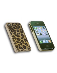 Чехол панель Combi Leopard Case Apple iPhone4 4S желтый пластик кожа Icover
