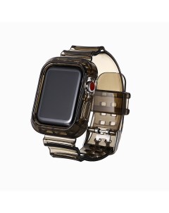 Ремешок для Apple Watch 42 44 mm с чехлом силиконовый прозрачно черный Promise mobile