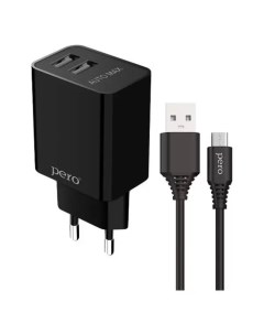 Сетевое зарядное устройство TC02 2 USB 2 1 А кабель Micro USB черный Péro