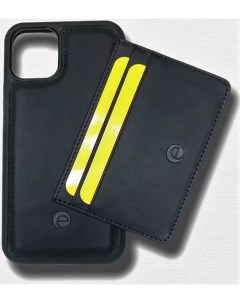Кожаный чехол для iPhone 12 Pro с кожаным магнитом и тонким кошельком Черный CSW 12P SYH Elae