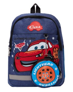 Детский рюкзак Маквин с кошельком с принтами синий Bags-art