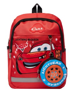 Детский рюкзак Маквин с кошельком с принтами красный Bags-art