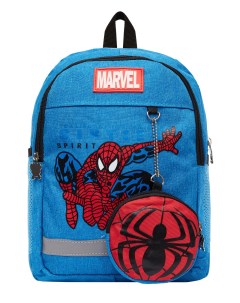 Детский рюкзак Человек паук с кошельком с принтами голубой Bags-art