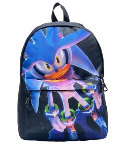 Рюкзак для детей и подростков большого размера Sonic голубой черный Bags-art