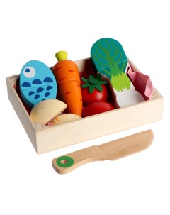 Набор игрушечных продуктов Игровой ящик с продуктами Овощи и рыба 17х12 5х3 5 см Кнр