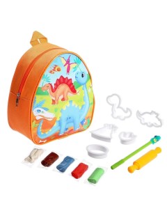 Рюкзак с игрушками Динозавры формочки для пластилина 5 шт скалка Woow toys
