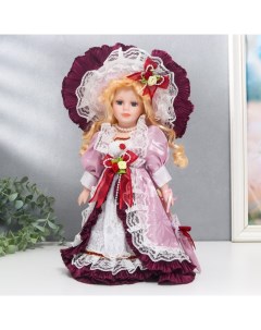 Кукла коллекционная Француаза в бордовом платье и шляпке 30 см Кнр