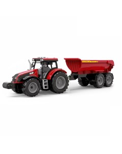 Трактор красный с прицепом инерция свет звук подвижные детали 45х9х9см S+s toys