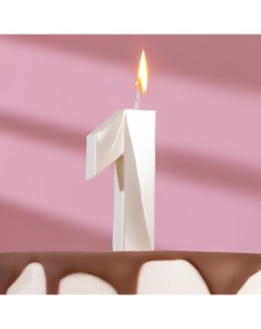 Свеча в торт Грань цифра 1 жемчужный 7 8 см Nobrand