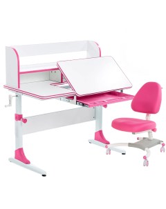 Комплект парта Study 100 Lux белый розовый с розовым креслом Figra Anatomica