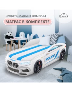 Кровать Romeo M полиция белая подсветка фар ящик 300_68 Romack