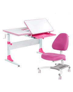Комплект парта Study 100 белый розовый с розовым креслом Figra Anatomica