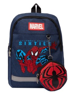 Детский рюкзак Человек паук с кошельком с принтами темно синий Bags-art