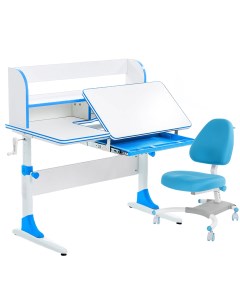 Комплект парта Study 100 Lux белый голубой с голубым креслом Figra Anatomica
