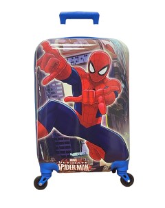 Детский чемодан на колесах АВС пластиковый IMPREZA размер M синий человек паук Bags-art