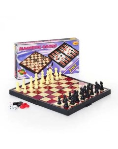 Шахматы шашки нарды MAGNETIC GAMES магнит 3 в 1 в подарочной упаковке Nobrand
