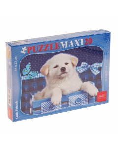 Комплект пазлов Белый щенок maxi в комплекте 20 пазлов Hatber