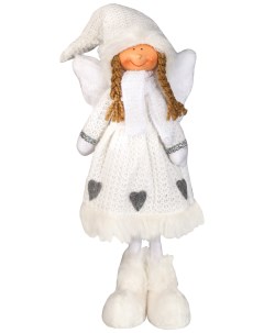 Интерьерная кукла Ангел девочка в белом платье с сердечками 50 см Nobrand