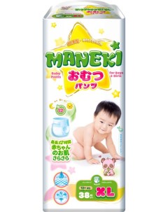 Подгузники трусики детские одноразовые размер XL 12 кг 38 шт Maneki
