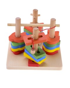 Деревянная игрушка сортер балансирующая пирамидка R-toys