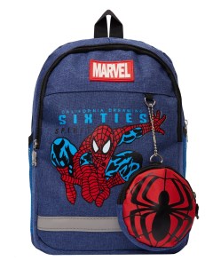Детский рюкзак Человек паук с кошельком с принтами синий Bags-art